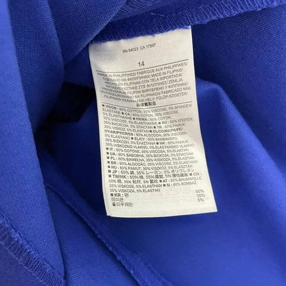 NWT Banana Republic Sloan-Fit Cross-Front Sheath Dress Cobalt Blue Plus Size 14 - Picture 6 of 6